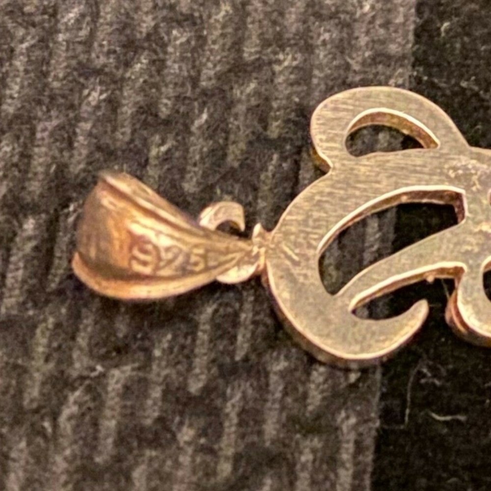 Vintage 925 Sterling Silver Initial A Pendant ✵ 2g - Picture 6 of 7